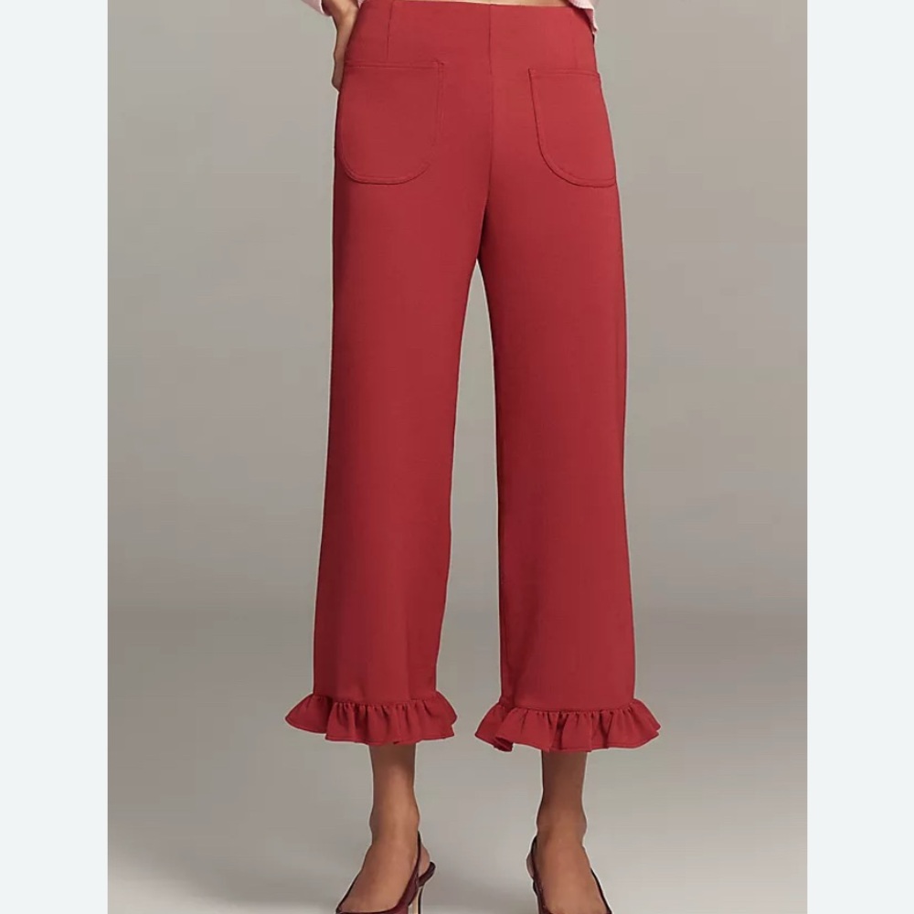 Maeve The Colette Ruffle-Hem Wide-Leg Trousers NWT